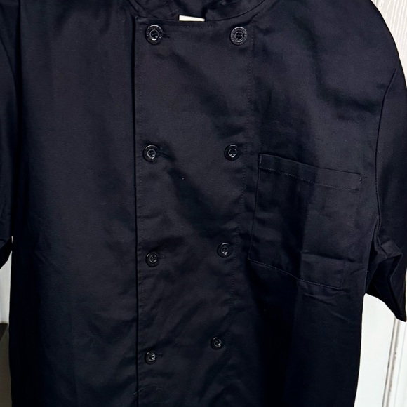 Chef Works Black Short Sleeve Double Breasted Chef Coat Size Medium - Picture 2 of 6